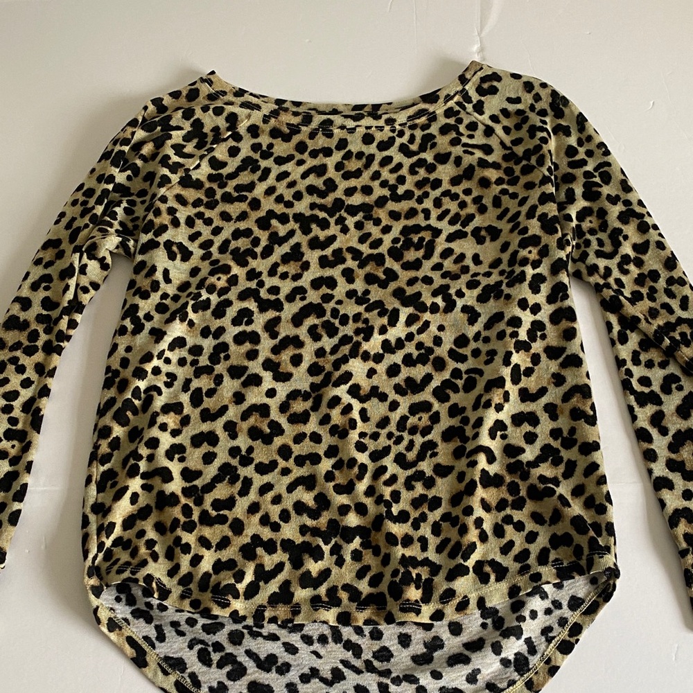 Express | Women’s Leopard Print Long Sleeve Top - Black and Tan